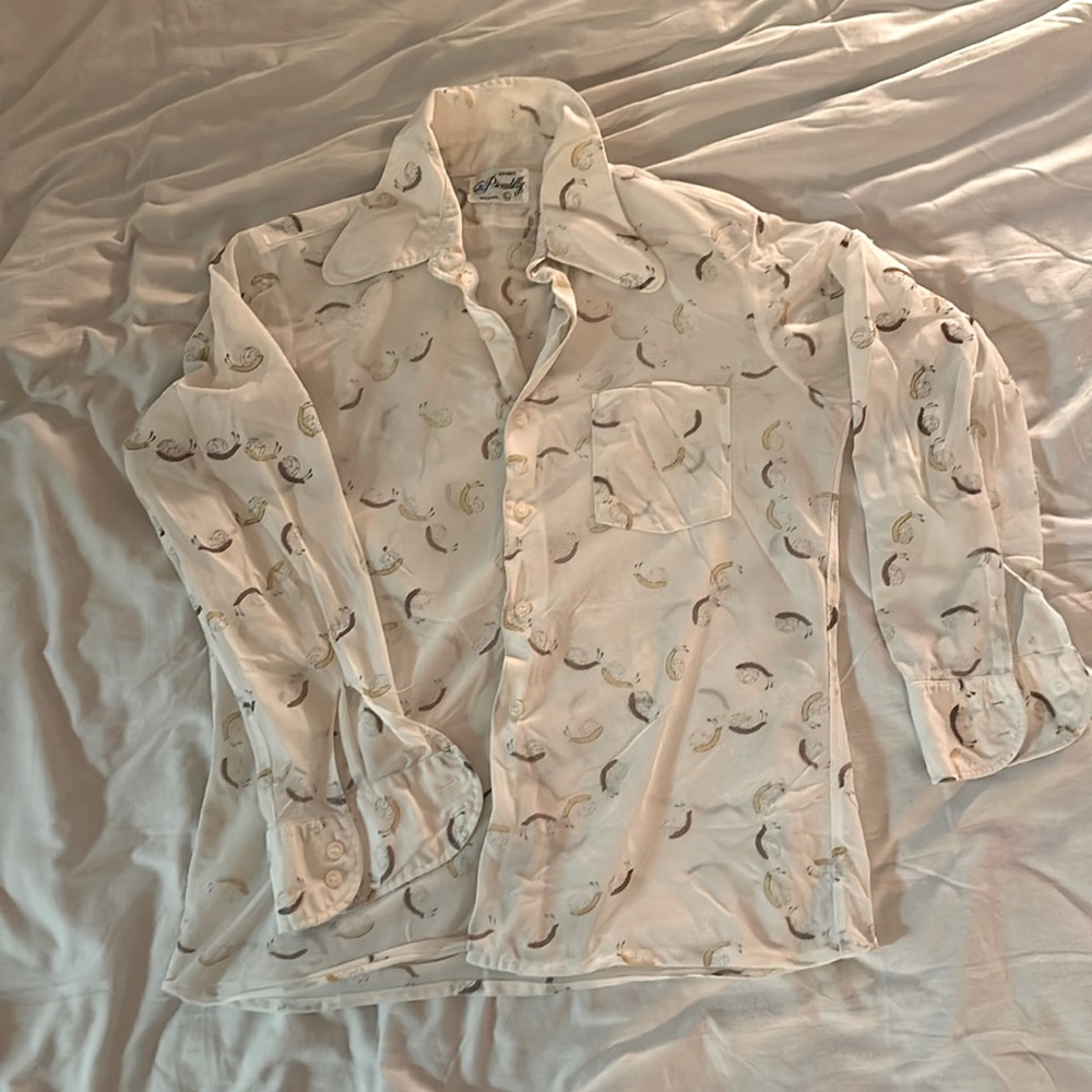 VINTAGE PICCADILLY WOMENS BUTTON UP MEXICAN MADE SOFT PRINT L (Small fit)